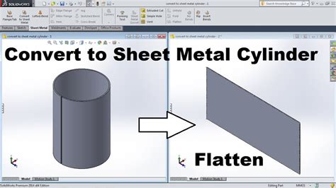 sheet metal cylinder solidworks|flatten a cylinder in solidworks.